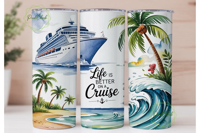 Cruise Ship Tumbler Wrap 20oz Sublimation PixelChick 