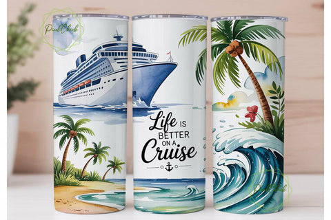 Cruise Ship Tumbler Wrap 20oz Sublimation PixelChick 