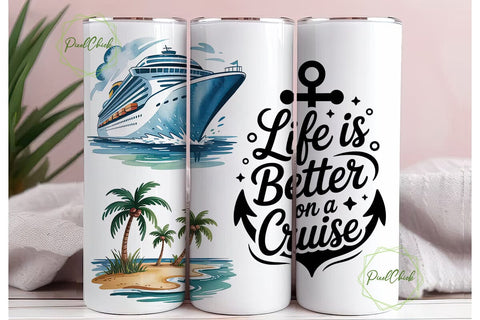 Cruise Ship Tumbler Wrap 20oz Sublimation PixelChick 