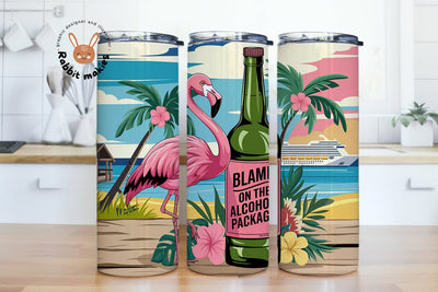Cruise Ship Tumbler Wrap, Flamingo, Flamingo, Hibiscus, Cruise Ship and Wine 20oz Skinny Sublimation, Cruise Tumbler Design, Cruise Sublimation Design, Cruise Tumbler File Sublimation Rabbitmakies 