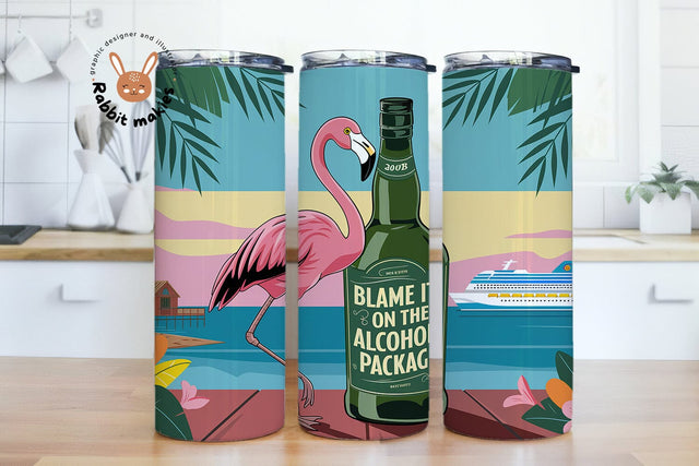 Cruise Ship Tumbler Wrap, Flamingo, Flamingo, Hibiscus, Cruise Ship and Wine 20oz Skinny Sublimation, Cruise Tumbler Design, Cruise Sublimation Design, Cruise Tumbler File Sublimation Rabbitmakies 