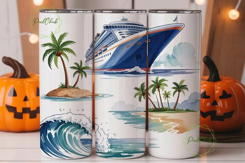 Cruise Ship Tumbler Wrap Sublimation PixelChick 