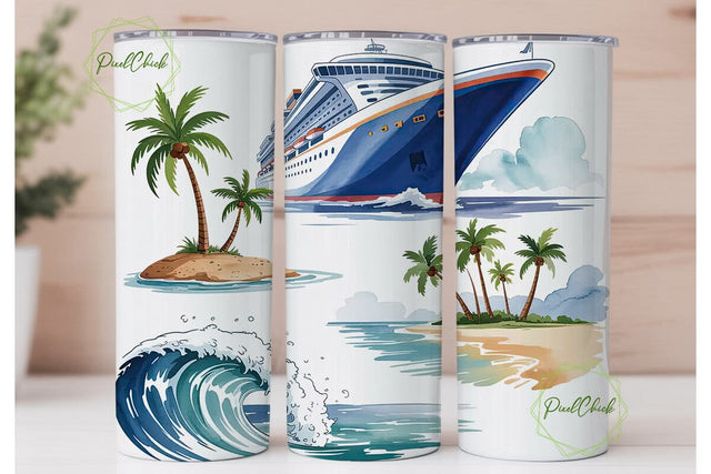 Cruise Ship Tumbler Wrap Sublimation PixelChick 