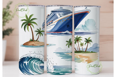Cruise Ship Tumbler Wrap Sublimation PixelChick 