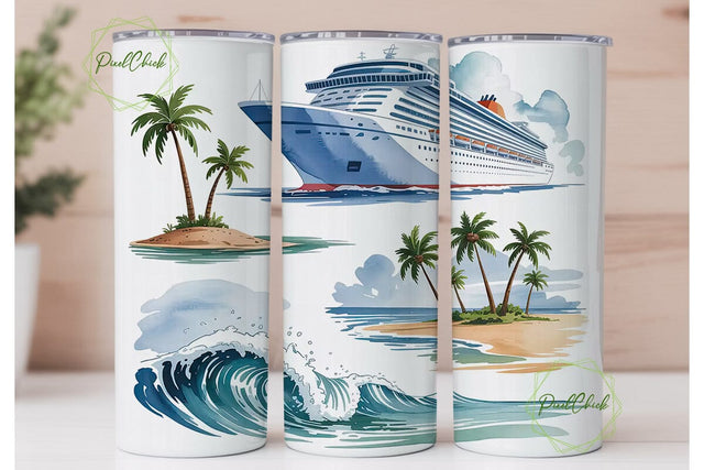 Cruise Ship Tumbler Wrap Sublimation PixelChick 