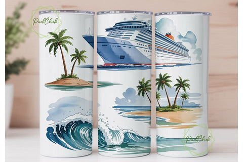 Cruise Ship Tumbler Wrap Sublimation PixelChick 