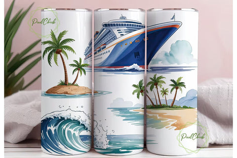 Cruise Ship Tumbler Wrap Sublimation PixelChick 