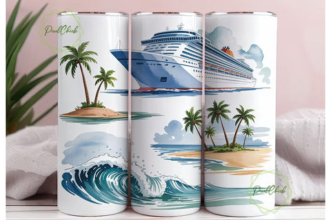 Cruise Ship Tumbler Wrap Sublimation PixelChick 