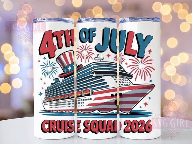 Cruise Squad 4th July 20oz Tumbler, USA Flag Wrap, Sublimation Gift, Patriotic Mug, 20oz Tumbler Design, Cruise Squad Graphic, July 4th Celebration Sublimation SvggirlplusArt 