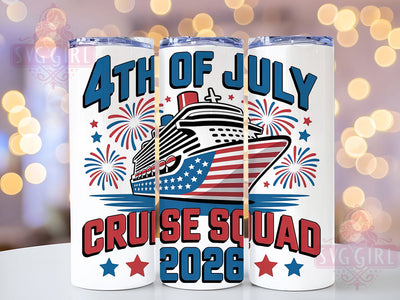 Cruise Squad 4th July 20oz Tumbler, USA Flag Wrap, Sublimation Gift, Patriotic Mug, 20oz Tumbler Design, Cruise Squad Graphic, July 4th Celebration Sublimation SvggirlplusArt 