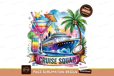 Cruise Squad Colorful Watercolor Vacation Graphic Sublimation Designangry 