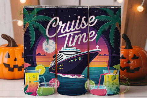 Cruise Time 20oz Tumbler Wrap Sublimation PixelChick 
