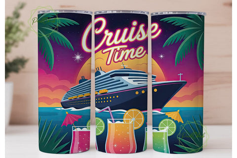 Cruise Time 20oz Tumbler Wrap Sublimation PixelChick 