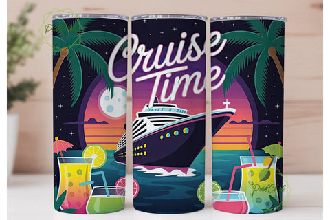 Cruise Time 20oz Tumbler Wrap Sublimation PixelChick 