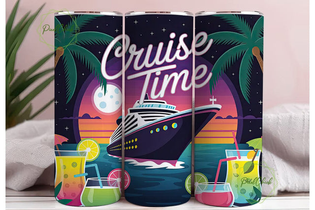 Cruise Time 20oz Tumbler Wrap Sublimation PixelChick 