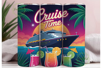 Cruise Time 20oz Tumbler Wrap Sublimation PixelChick 