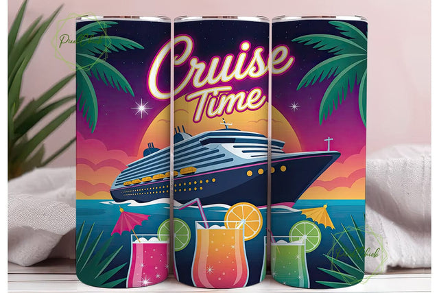 Cruise Time 20oz Tumbler Wrap Sublimation PixelChick 