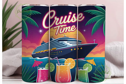 Cruise Time 20oz Tumbler Wrap Sublimation PixelChick 