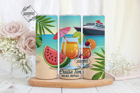 Cruise Time 20oz Tumbler Wrap Sublimation sassyprint 