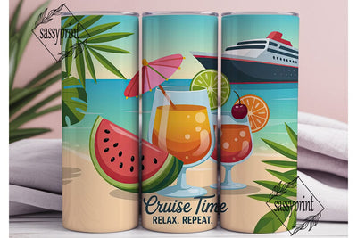 Cruise Time 20oz Tumbler Wrap Sublimation sassyprint 