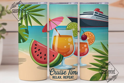 Cruise Time 20oz Tumbler Wrap Sublimation sassyprint 