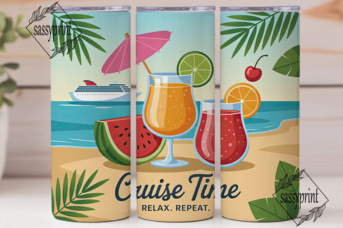 Cruise Time 20oz Tumbler Wrap Sublimation sassyprint 