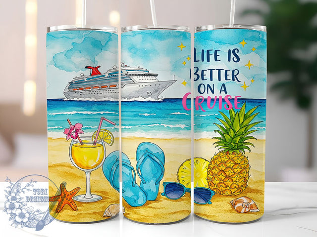 Cruise Vacation Nautical Ocean Tumbler, Vacation Tumbler, Travel Tumbler, Ocean Tumbler, Nautical Tumbler, 20oz Sublimation Wrap, Beach Tumbler Sublimation ToriDesigns 