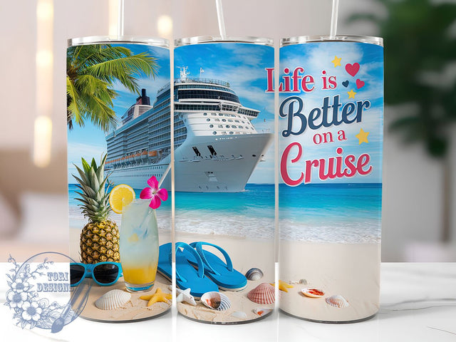 Cruise Vacation Nautical Ocean Tumbler, Vacation Tumbler, Travel Tumbler, Ocean Tumbler, Nautical Tumbler, 20oz Sublimation Wrap, Beach Tumbler Sublimation ToriDesigns 