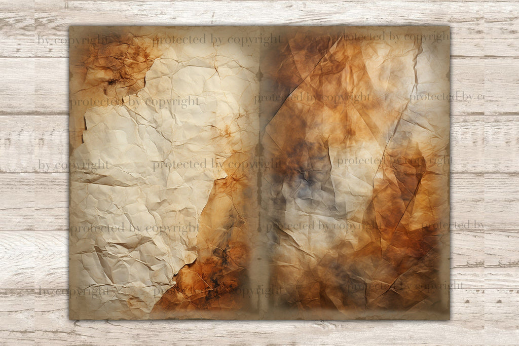 Crumpled Paper Junk Journal Pages | Vintage Collage Sheet - So Fontsy