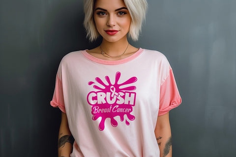 Crush Breast Cancer, Cancer Awareness Svg, Ribbon Svg, Breast Cancer svg, Breast Cancer png, Pinktober SVG, Svg cut file for Cricut, silhouette SVG DesignDestine 