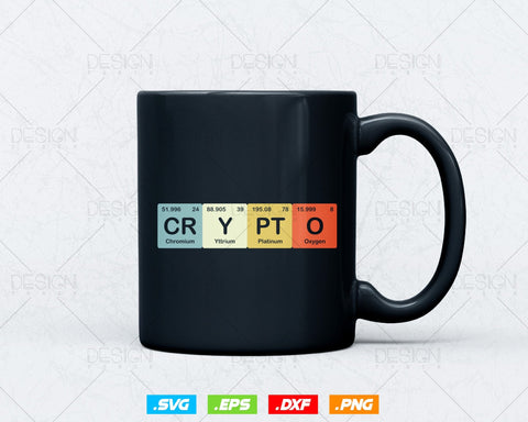 Crypto Periodic Table Cryptocurrency BTC Funny Vintage Vector T-shirt Design Png Svg Files, Crypto Dogecoin Blockchain svg files SVG DesignDestine 