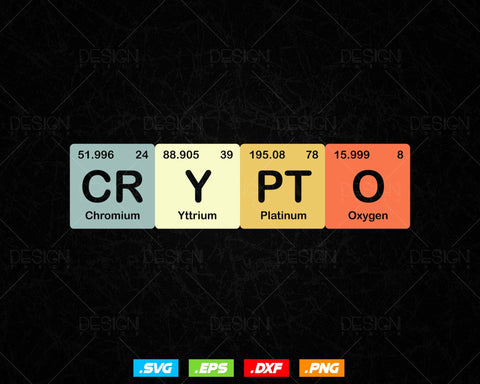 Crypto Periodic Table Cryptocurrency BTC Funny Vintage Vector T-shirt Design Png Svg Files, Crypto Dogecoin Blockchain svg files SVG DesignDestine 
