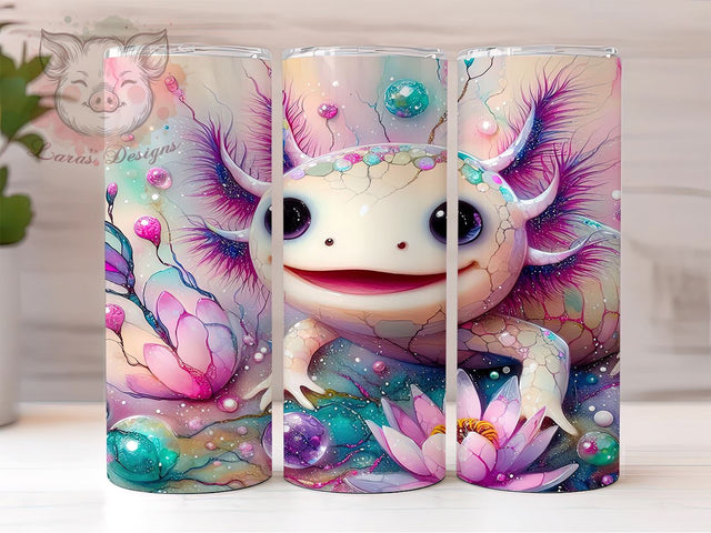 Crystal Axolotl 20oz Tumbler, Crystal Flower Design, 20oz Sublimation Wrap, Spring Axolotl Art, Cute Axolotl Drinkware, Floral Tumbler, Custom Spring Decor Sublimation Lara' s Designs 