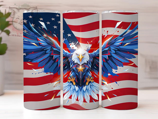 Crystal Bald Eagle 20oz Tumbler, Low Poly Art, Geometric Eagle, Angular Facets, Dynamic Flight, Skinny Tumbler, Sublimation PNG Sublimation Lara' s Designs 