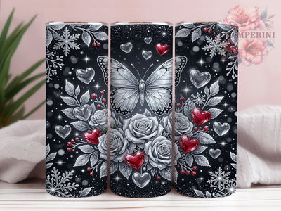 Crystal Butterfly Hearts 20oz Tumbler, Crystal Butterfly, Butterfly Hearts, Crystal Hearts, Butterfly Tumbler, 20oz Tumbler, Crystal Tumbler, Tumbler Wrap Sublimation Li Zamperini 