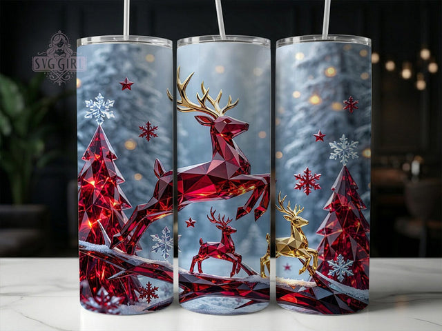 Crystal Christmas Reindeer 20oz Tumbler, Crystal Christmas, Christmas Reindeer, Crystal Reindeer, Reindeer Tumbler, 20oz Tumbler Wrap, Reindeer PNG, Crystal Tumbler Sublimation SvggirlplusArt 