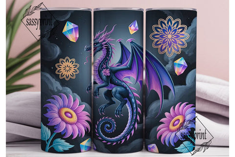 Crystal Dragon 20oz Tumbler Wrap Sublimation sassyprint 