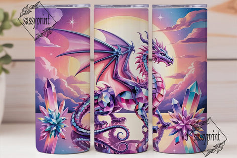 Crystal Dragon 20oz Tumbler Wrap Sublimation sassyprint 