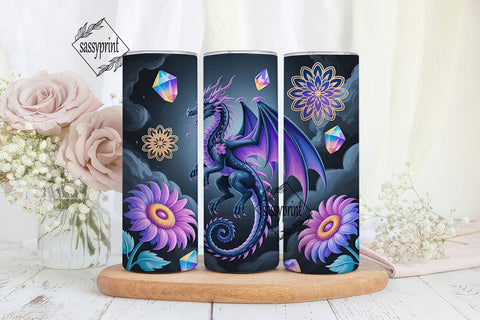Crystal Dragon 20oz Tumbler Wrap Sublimation sassyprint 