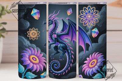 Crystal Dragon 20oz Tumbler Wrap Sublimation sassyprint 