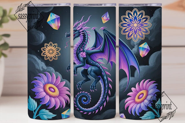 Crystal Dragon 20oz Tumbler Wrap Sublimation sassyprint 