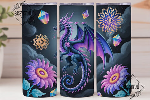 Crystal Dragon 20oz Tumbler Wrap Sublimation sassyprint 