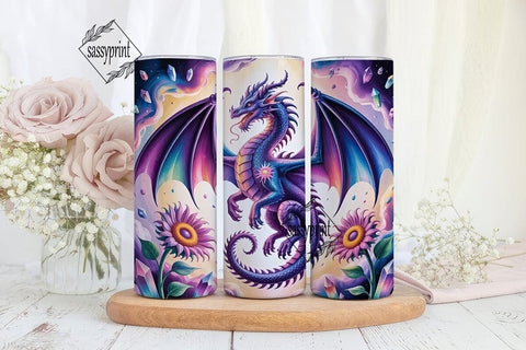 Crystal Dragon 20oz Tumbler Wrap Sublimation sassyprint 