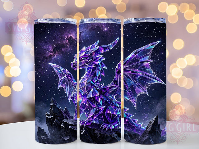 Crystal Dragon Nebula 20oz Tumbler, Fantasy Art, Cosmic Dragon, Galaxy Theme, Crystal Texture, Neon Colors, Space Aesthetic, Sublimation Wrap Sublimation SvggirlplusArt 