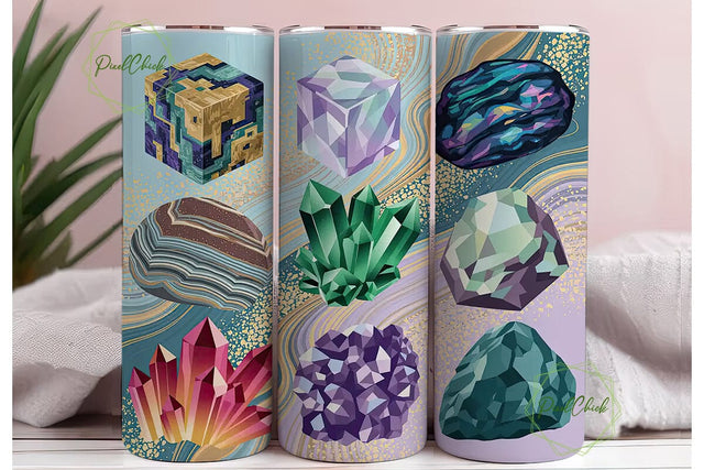 Crystal Gemstone Collage 20oz Tumbler Sublimation PixelChick 