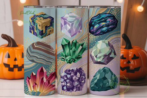 Crystal Gemstone Collage 20oz Tumbler Sublimation PixelChick 