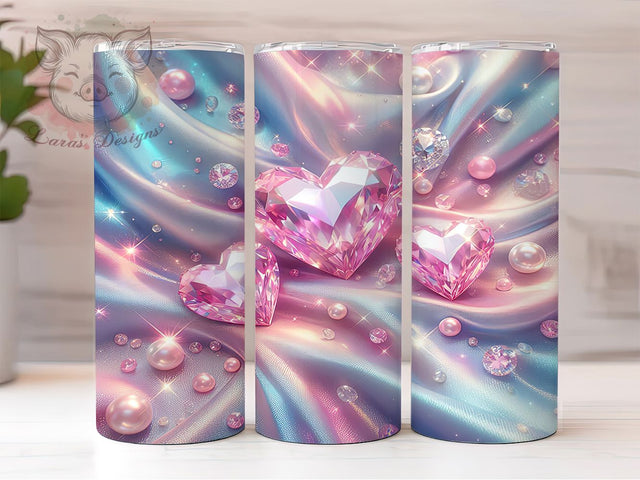 Crystal Hearts 20oz Glitter Love Tumbler, Heart Pattern Wrap, Glam Tumbler Design, Sparkle Heart Sublimation, Seamless Love Tumbler, Glitter Heart Wrap, Romantic Crystal Tumbler Sublimation Lara' s Designs 
