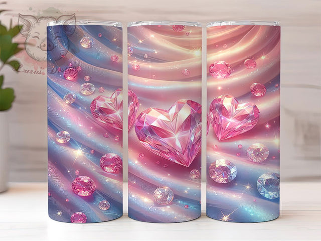 Crystal Hearts 20oz Glitter Love Tumbler, Heart Pattern Wrap, Glam Tumbler Design, Sparkle Heart Sublimation, Seamless Love Tumbler, Glitter Heart Wrap, Romantic Crystal Tumbler Sublimation Lara' s Designs 