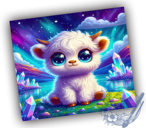 Crystal Highland Cow Tumbler, Baby Highland Cow Wrap, 20oz Sublimation Design, Digital Download, Cute Cow Print, Holographic Tumbler, Farm Animal Decor Sublimation ToriDesigns 