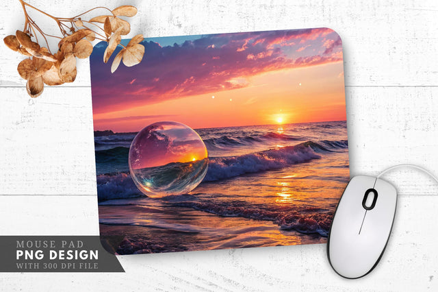 Crystal Orb Sunset Reflections Mouse Pad Sublimation Regulrcrative 